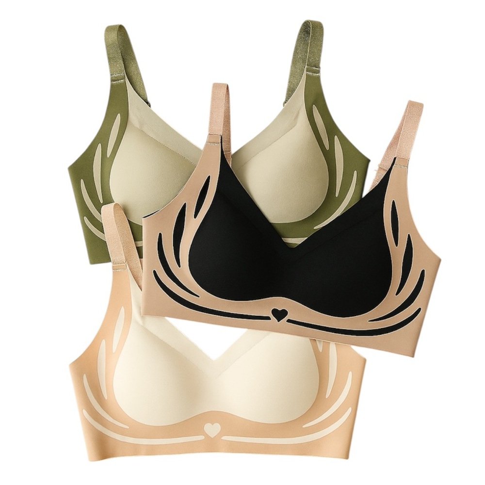 Seamless Comfort Wireless Bra - Nude, Black & Olive